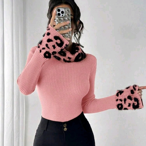 Autumn/Winter Versatile European American Style Leopard Print Sweater - Picture 6 of 7